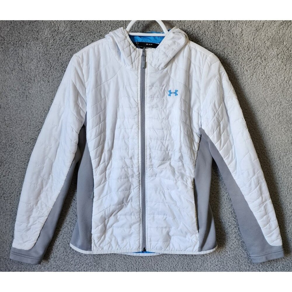 Under Armour Women's Size M UA Storm Coldgear Infrared Hooded‎ Jacket White/Gray